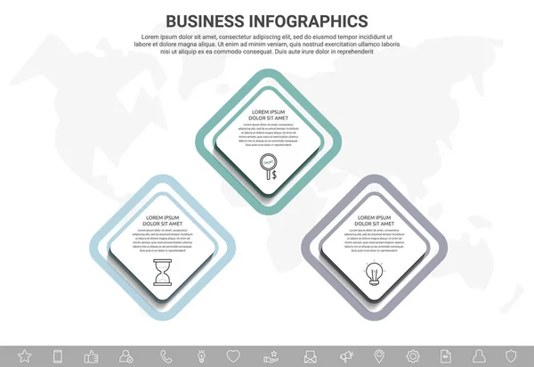 Rhombus Infográfico Vetorial Conceito Negócio Opções Quadrados Modelo Passo Passo — Vetor de Stock