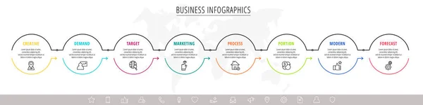 Infográficos Vetoriais Oito Círculos Com Setas Conceito Negócio Linha Passos —  Vetores de Stock