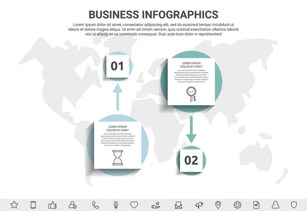 Minimale Infografik Mit Zwei Quadratischen Elementen Oder Kreisen Moderne Visualisierung — Stockvektor