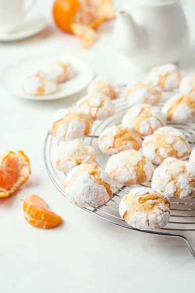 Selbstgebackene Clementine Plätzchen Auf Backbrett Nahaufnahme — Stockfoto