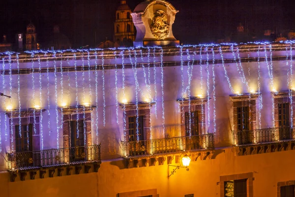 Símbolo Mexicano Casa de Gobierno Noche Ciudad Plaza — Foto de Stock