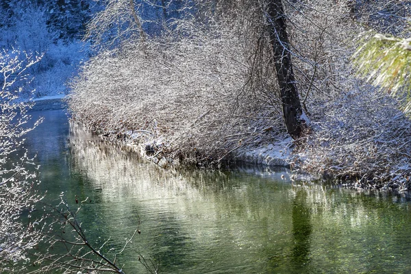 Río Verde Invierno Nieve Wenatchee Río Washington — Foto de Stock