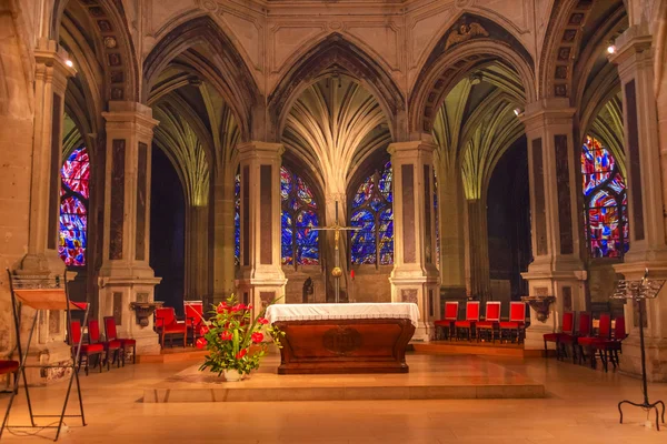 Altar Interior Vidrieras Iglesia de San Severín París Francia — Foto de Stock
