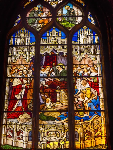 Regele Louis Dying Stain Glass Biserica Saint Severin Paris Franţa — Fotografie, imagine de stoc