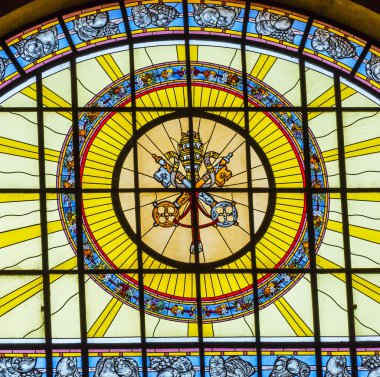  Katolik Peter's Keys, Vitray Bazilikası Saint Stephens Katedrali Budapeşte Macaristan