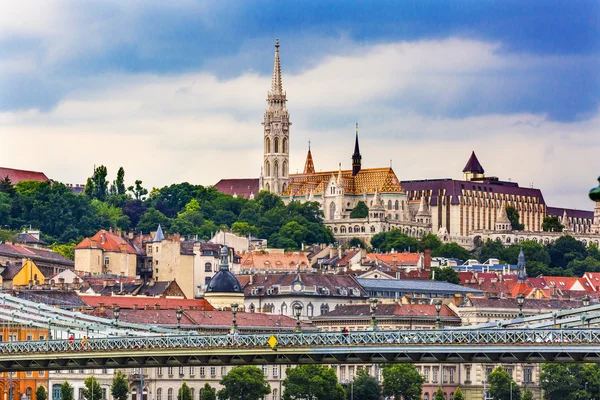 Puente de la Cadena León Matthias Iglesia Budapest Hungría — Foto de Stock