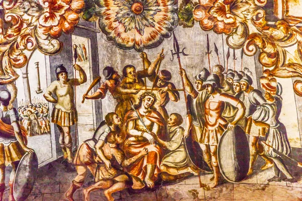 Spottende Jezus fresco heiligdom van Jezus Atotonilco Mexico — Stockfoto