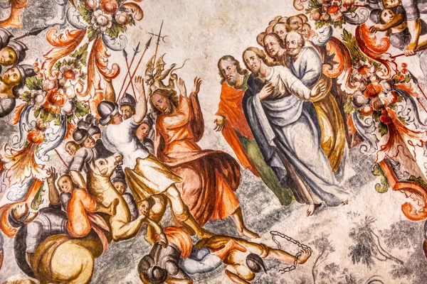 Judas Jesus fresco heiligdom van Jezus Atotonilco Mexico — Stockfoto
