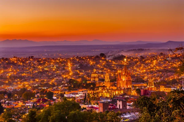 San Miguel de Allende México Miramar Overlook Sunset Parroquia — Foto de Stock