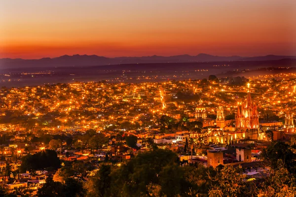 San Miguel de Allende Mexico Miramar Overlook Evening Parroquia — Stock Photo, Image