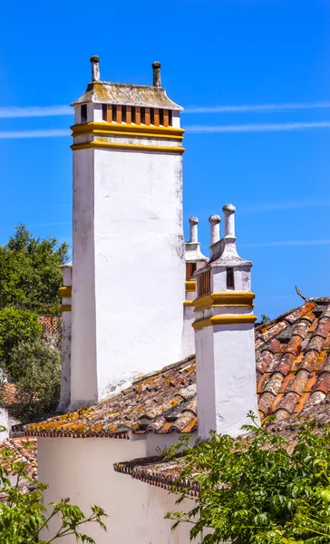 Torn väggar orange tak Obidos Portugal — Stockfoto