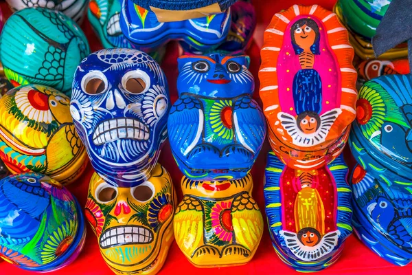 Coloridas Cajas Cerámicas Mexicanas Día Muertos Guadalupe Artesanías Los Cabos —  Fotos de Stock