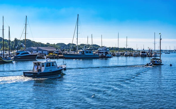 Padanaram Dartmouth Massachusetts Août 2020 Catboat Voiliers Padanaram Harbor Boats — Photo