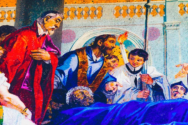 Bezichtiging Van Saint Mark Body Mosaic Facade Saint Mark Cathedral — Stockfoto
