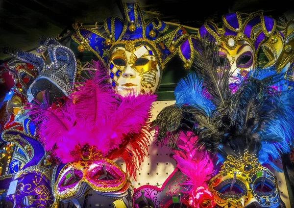 Colorful Venetian Masks Venice Italy Used 1200S Carnival Masks Allowed — Stock Photo, Image