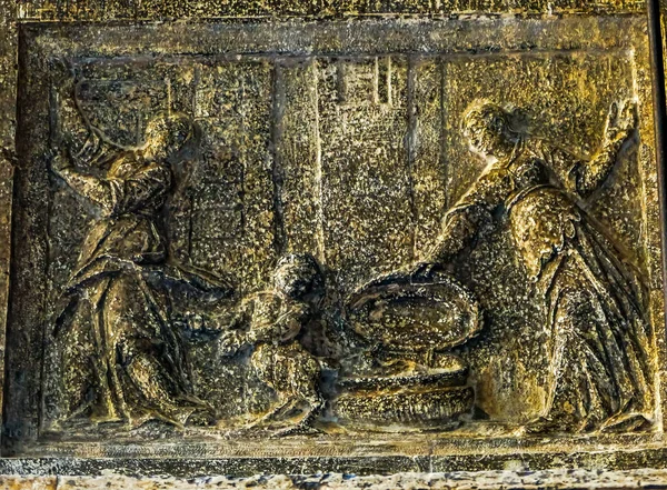 Mulher Criança Pedra Escultura Rua Piazza San Marco Praça São — Fotografia de Stock