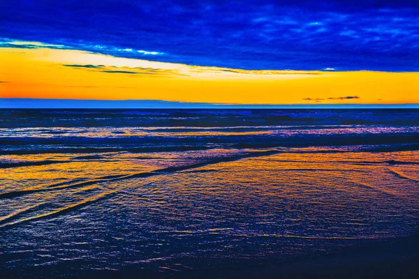 Colorful Blue Yellow Orange Sunset Horizon Pacific Ocean Coastline Canon — Foto Stock