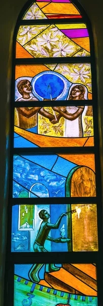 Colorido Polinésia Manchado Basílica Vidro Catedral Notre Dame Papaeete Taiti — Fotografia de Stock