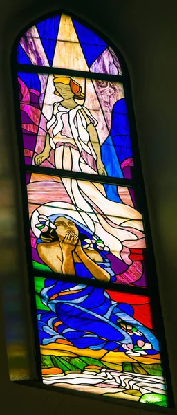 Espírito Santo Colorido Anjo Mulher Polinésia Manchado Basílica Vidro Catedral — Fotografia de Stock