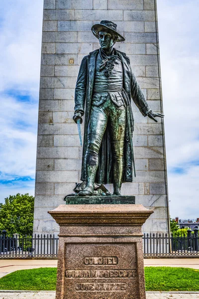 Γουίλιαμ Πρέσκοτ Άγαλμα Μπάνκερ Χιλ Μνημείο Μάχης Τσάρλσταουν Βοστώνη Μασαχουσέτη — Φωτογραφία Αρχείου