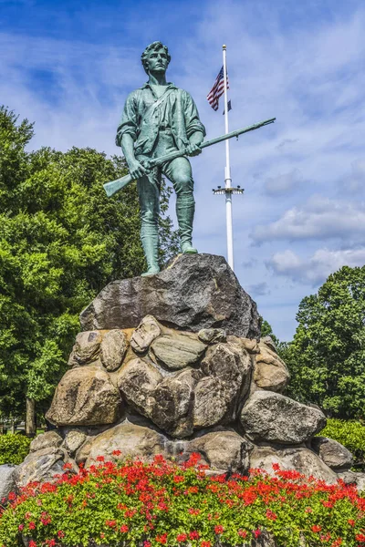 Lexington Minute Man Patriot Statua Lexington Battle Green Massachusetts Miejsce — Zdjęcie stockowe