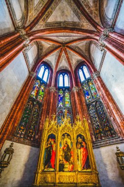 Venedik, İtalya - 29 Ağustos 2019 Barolomeo Vivarni Saint Mark Tablo Lekeli Santa Maria Gloriosa de Frari Kilisesi San Polo Venedik İtalya. Kilise 1400 'lerin ortasında tamamlandı. 1474 'te yapılmış..