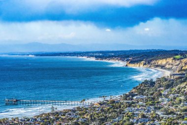 La Jolla Tepeleri Kıyılara Bakış Sahil Betikleri Pier Parasailing San Diego California