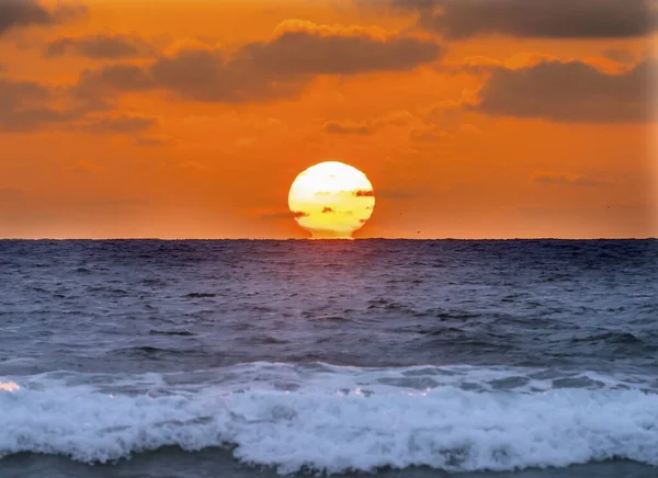 Sunset Waves Sun Horizon Jolla Shores Beach San Diego California — Stock Photo, Image