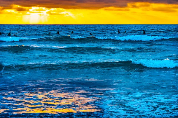 Surfare Tittar Solnedgång Jolla Stränder Beach San Diego Kalifornien — Stockfoto