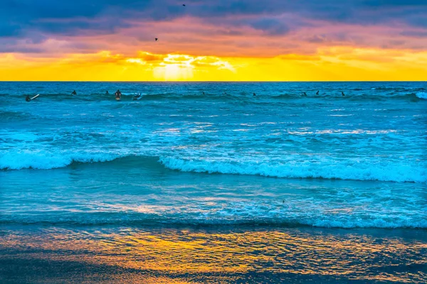 Surfistas Assistindo Sunset Jolla Shores Beach San Diego Califórnia Procure — Fotografia de Stock
