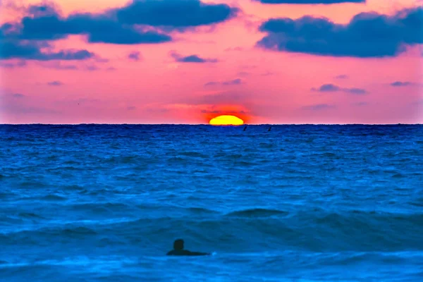 Surfista Mirando Sunset Jolla Shores Beach San Diego California —  Fotos de Stock