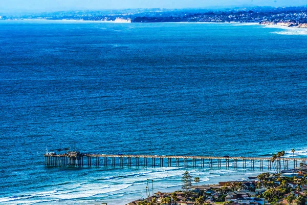 Scripps Pier Jolla Heights Vista Para Shores Beach San Diego — Fotografia de Stock