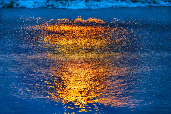 Zonsondergang Reflecties Shoreline Jolla Shores Beach San Diego Californië — Stockfoto