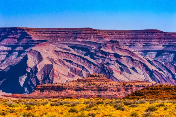 Bunte Rot Orange Weiß Blaue Felsformation Canyon Wüste Der Nähe — Stockfoto