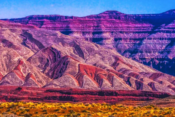 Colorida Red Orange White Blue Rock Formation Canyon Desert Mexican — Foto de Stock