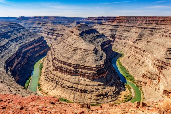 Great Goosenecks Three Entrenched Meanders San Juan River Meaders Rock — Stock Photo, Image