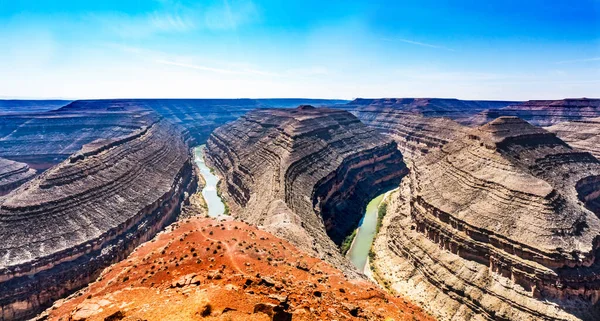 Great Goosenecks Three Entrenched Meanders San Juan River Meaders Rock — Stock Photo, Image