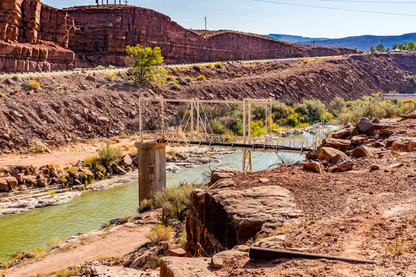 Barevné San Juan River Rock Formace Kaňon Pouštní Mexický Klobouk — Stock fotografie