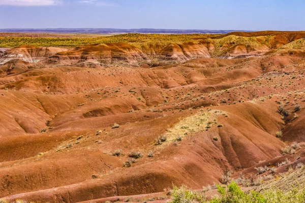 Orange Red Hills Green Plants Tiponi Point Painted Desert Petrified — Fotografie, imagine de stoc
