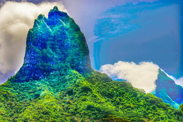 Colorful Mount Tohivea Tohiea Highest Mountain Volanic Peak Moorea Tahiti — Stock Photo, Image