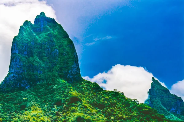 Colorful Mount Tohivea Tohiea Highest Mountain Volanic Peak Moorea Tahiti — Stock Photo, Image