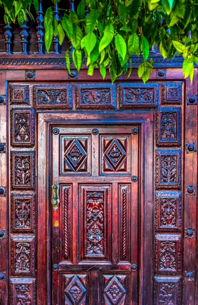 Edifício Porta Madeira Colorido Santa Cruz Garden District Sevilha Andaluzia — Fotografia de Stock