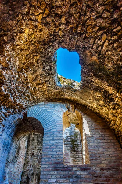 Antiguo Anfiteatro Ruinas Piedra Itálica Ciudad Romana Las Afueras Sevilla — Foto de Stock