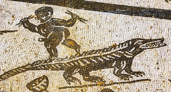 Ancient Alligator Person Mosaic Ruins Italica Roman City Seville Andalusia — Stock Photo, Image