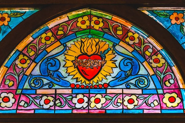 Punta Arenas Chili December 2019 Sacred Heart Stained Glass Statues — Stockfoto