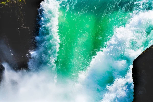 Blue Salto Grande Cachoeira Fechar Lago Pehoe Parque Nacional Lago — Fotografia de Stock