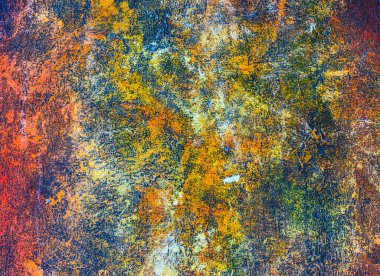 Renkli Rusty Megal Plakası Turuncu Sarı Kahverengi Beyaz Soyut Santiago Şili