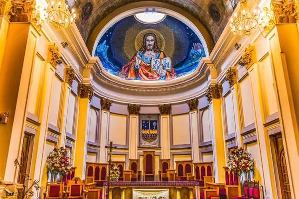 Punta Arenas Chile December 2019 Sacred Heart Stained Glass Statues — Stock Photo, Image