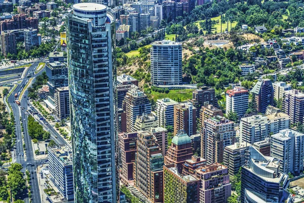 Edifícios Antigos Modernos Visão Geral Vitacura Highway Mountains Santiago Chile — Fotografia de Stock