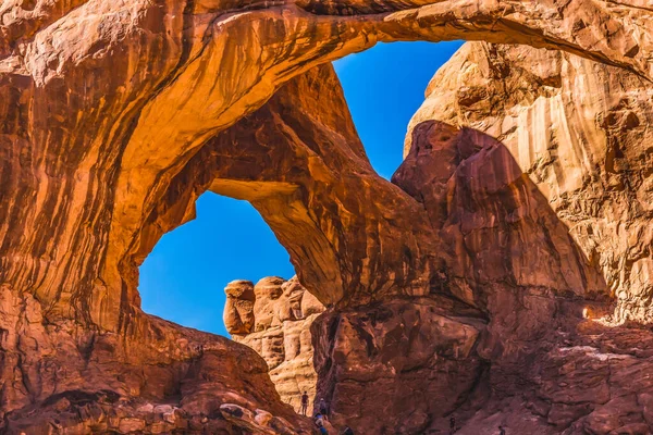 Double Arch Windows Section Arches National Park Moab Utah Usa — Stock Photo, Image